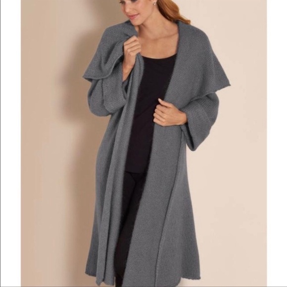 Soft Surroundings Cardigan Telluride Topper Shawl Wool Mohair Long Casual Cozy L - Picture 10 of 10